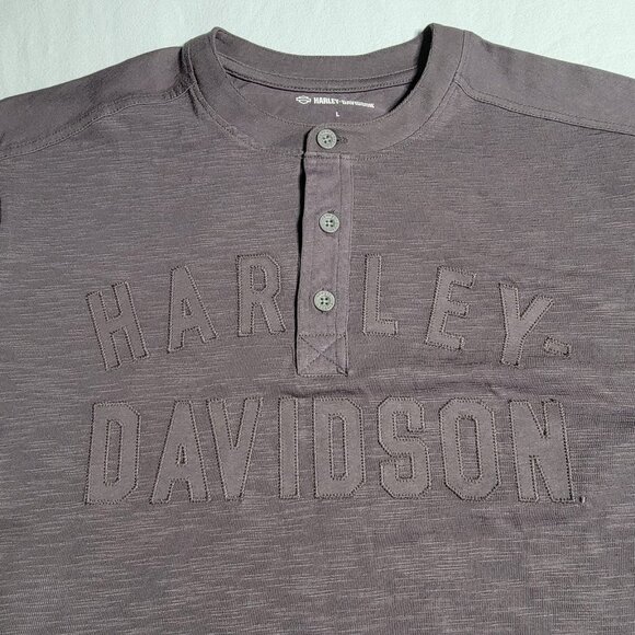 Harley Davidson - Men's Rally Racer Henley - Blackened Pearl Size Large - Picture 5 of 12